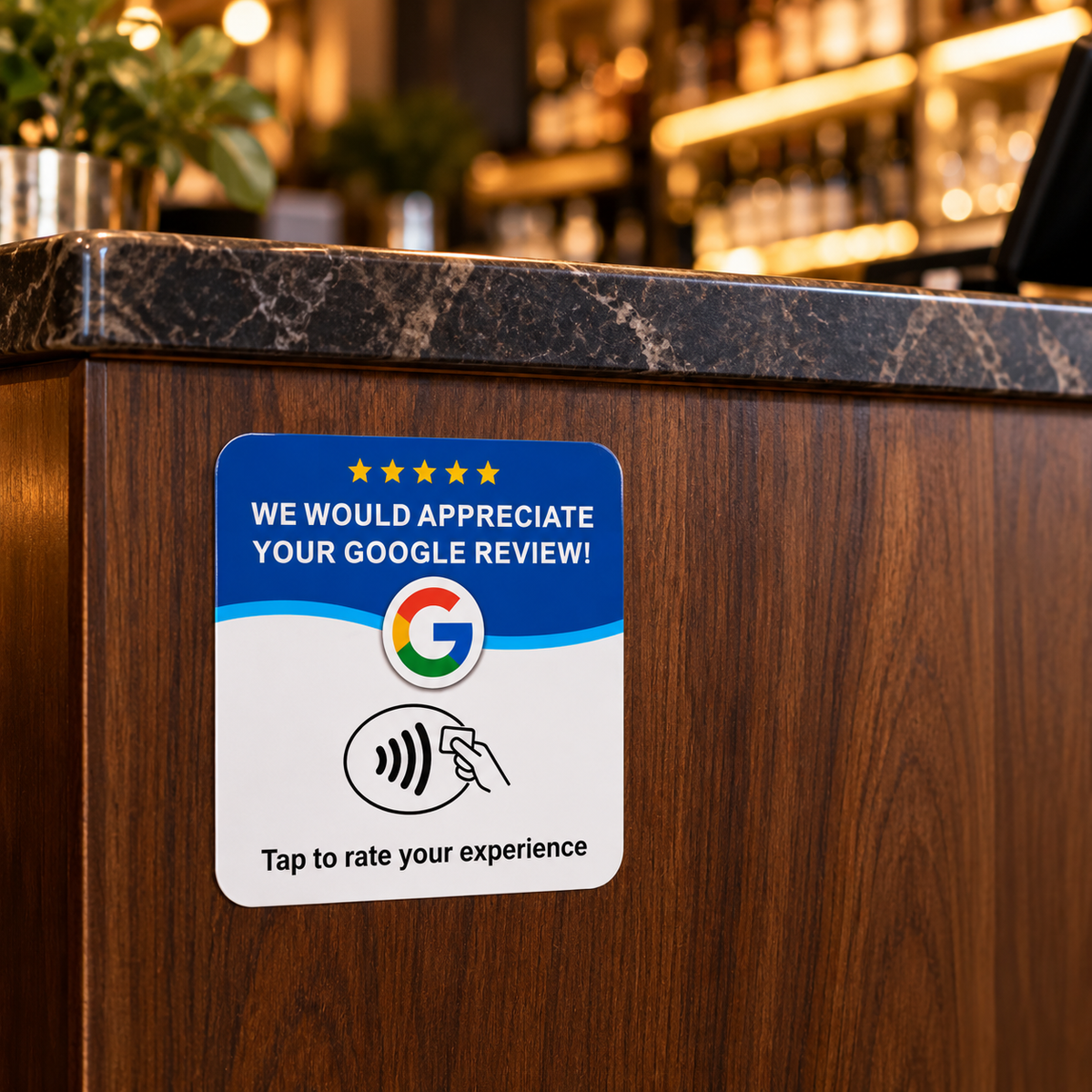 Adhesivo NFC Google Review colocado